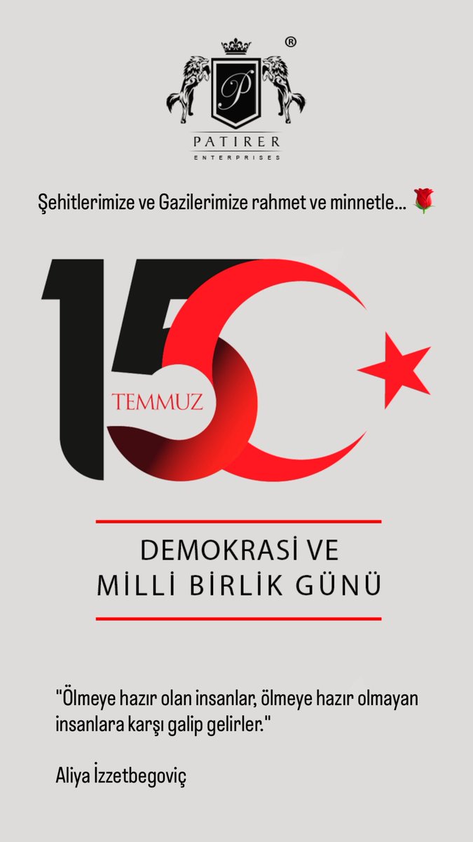 15 Temmuz Demokrasi ve Milli Birlik Günü’nde, hain darbe girişimine karşı hayatını kaybeden aziz şehitlerimize Allah’tan rahmet, kahraman gazilerimize şükranlarımızı sunarız. ￼