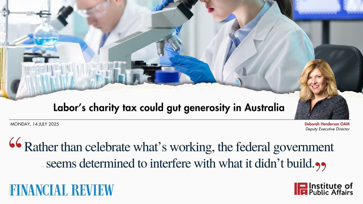 TheIPA's tweet image. “There is no evidence that change is necessary.”
In the @FinancialReview, Deborah Henderson writes that the Albanese government's proposal to shift the goalposts for charitable private ancillary funds will prevent much needed civic work from occurring.
Read more:…