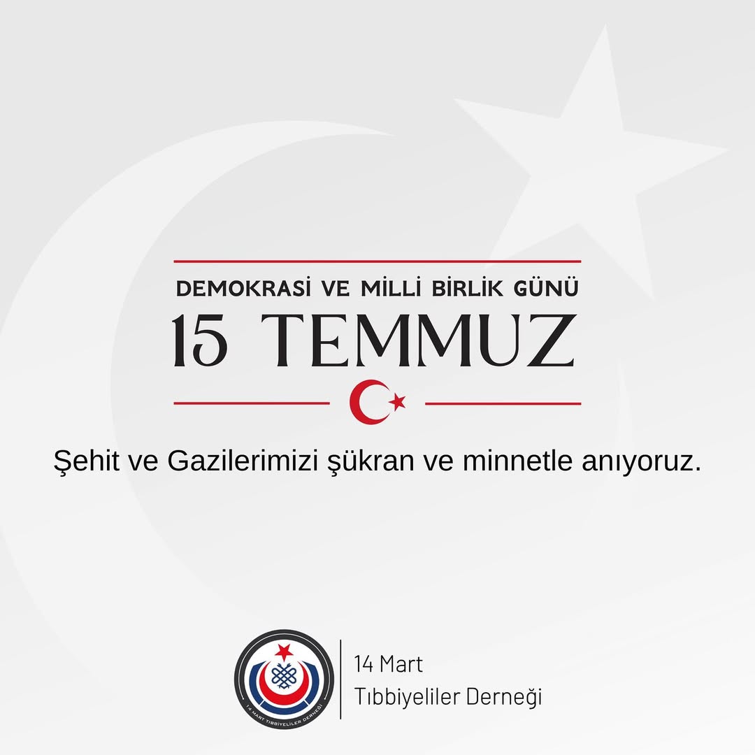 15 Temmuz hain darbe girişiminde vefat eden Şehitlerimize Allah'tan rahmet diliyoruz. Gazilerimize ve Türk milletine şükranlarımızı sunuyoruz
