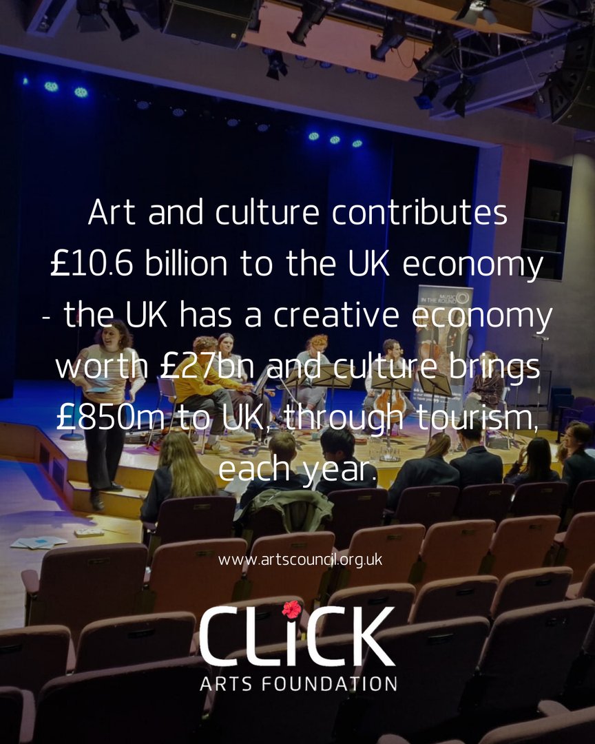 The arts not only benefit our wellbeing but they also contribute a huge amount to the UK economy each year- yet funding is still decreased yearly.

Help us to keep the arts accessible to all donorbox.org/click-arts-fou…