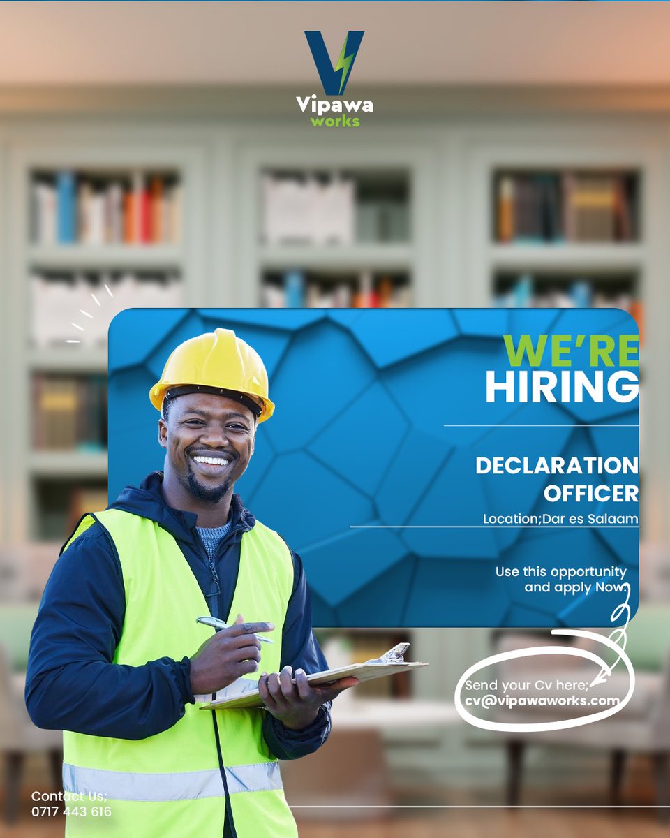 Vipawaworks's tweet image. NOW HIRING: A “DECLARATION OFFICER”

We are looking for a Declaration Officer to join our team to ensure the accuracy and integrity of all products we ship to our customers.

🚨To apply: visit 👇
🌐 Email: cv@vipawaworks.com

#HR #Ajira #NipeDili #Jobs #tuesdayvibes #ApplyNow