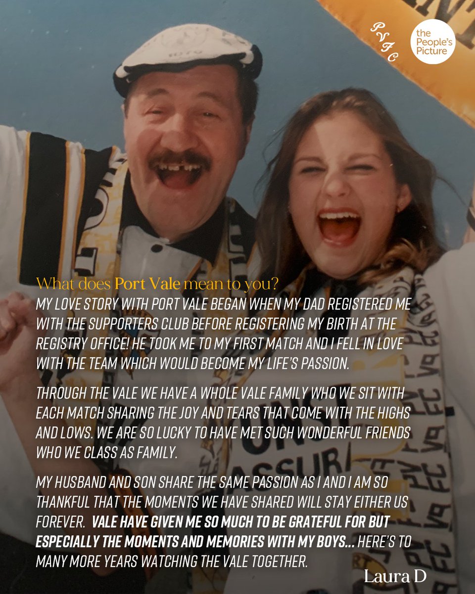 Port Vale FC (@officialpvfc) on Twitter photo "My dad registered me with the supporters club before registering my birth!"
Laura's photo will be part of our community mosaic, have you submitted yours yet?
š bit.ly/PVFC-150-Mural
#PVFC150 | #PVFC | <a href="/PeoplesPicture/">the People's Picture</a> "My dad registered me with the supporters club before registering my birth!"
Laura's photo will be part of our community mosaic, have you submitted yours yet?
š bit.ly/PVFC-150-Mural
#PVFC150 | #PVFC | <a href="/PeoplesPicture/">the People's Picture</a>