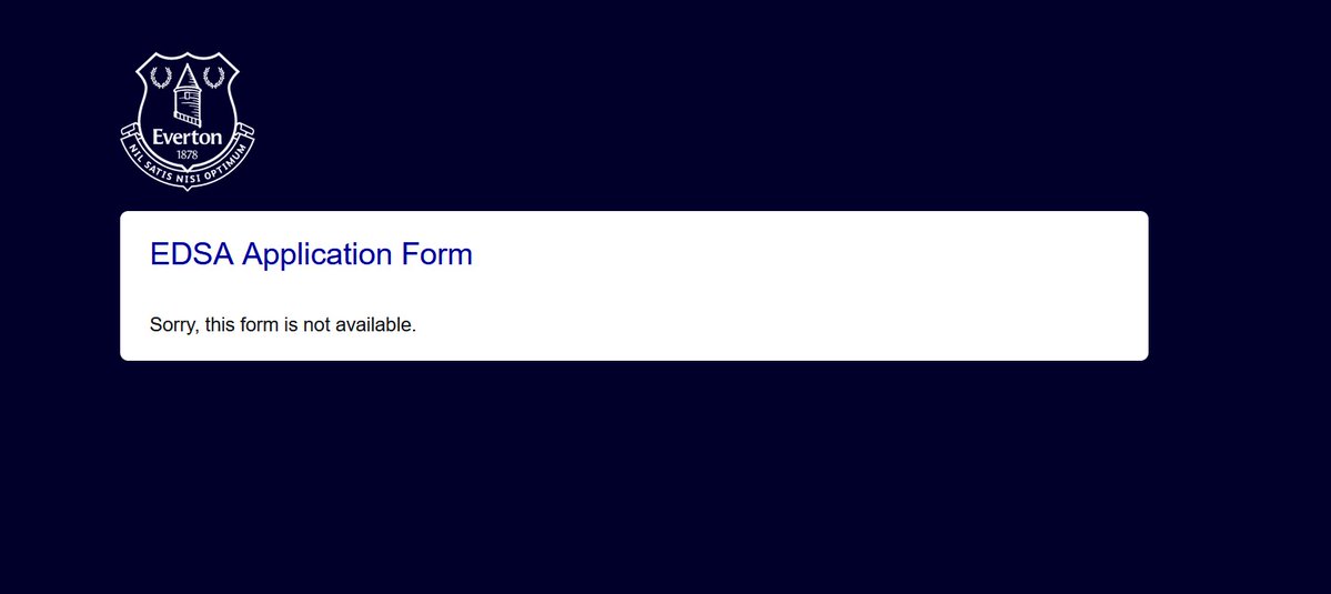 EdsaEfc's tweet image. There is an issue with our online membership form at present 😢
We have flagged this with the club for them to investigate.
As soon as the form becomes available for completion again, we will notify people.