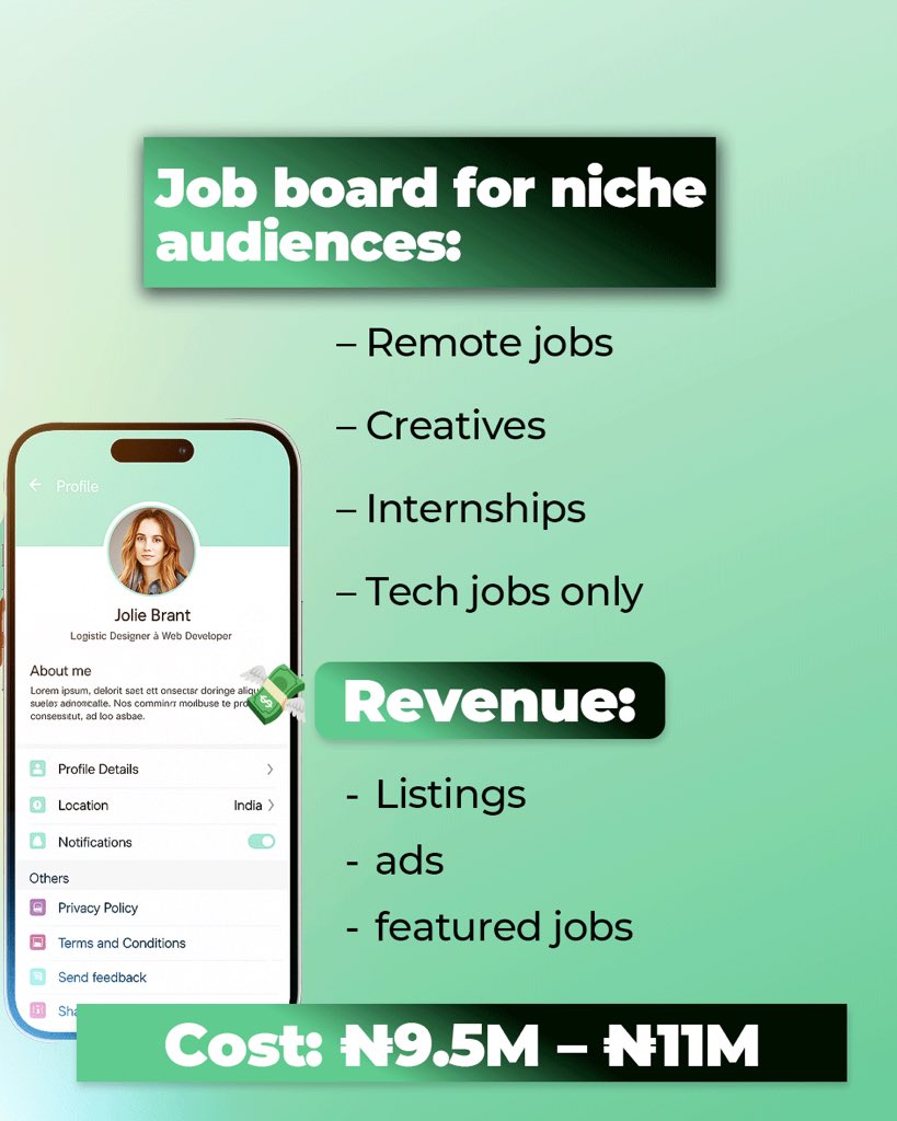PejulOfficial's tweet image. Niche job boards are thriving — global + local reach.
Target Gen Z, creatives, techies or remote work seekers.
Launch with Pejul. Scale with strategy.
#StartupIdeas #JobBoard #RemoteWorkApp #PejulDigital #HireTech #WorkTech