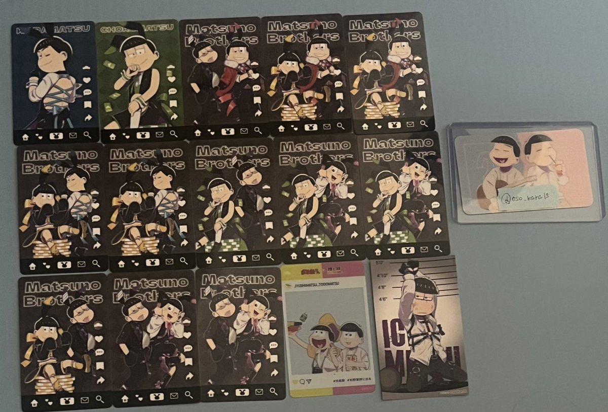 【譲渡・交換】おそ松さん
アニメイトフェア
求:★材木、定価+送料
譲:★カラ松、チョロ松、★パーカー、いちご2、筋肉2、年中、サイバー2、数字、110
推し旅
求:長兄
譲:末
ファボテリア
求:カラ松等身
譲:一松等身
普通郵便、ゆうちょ＞PayPay、
★⇔★(決まり次第譲渡ok)