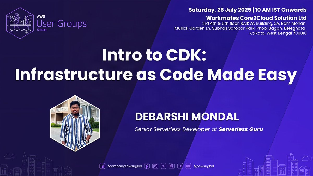 AWSUGKol's tweet image. 🚀 Supercharge Your Cloud Skills with AWS CDK! 🌩️

Join us for a free, hands-on workshop designed for developers, DevOps engineers, and tech enthusiasts ready to embrace Infrastructure as Code the modern way.

#AWS #AWSCdk #CloudDevelopment #AWSUGKOL #AWSCommunity #Imsampro