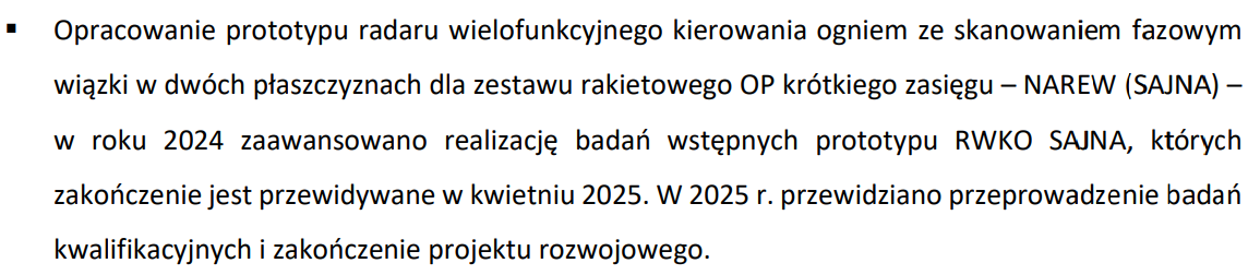 Wczoraj było trochę z HSW, a dzisiaj pora na PIT-Radwar.

W tym roku mają się planowo zakończyć badania kwalifikacyjne Sajny.