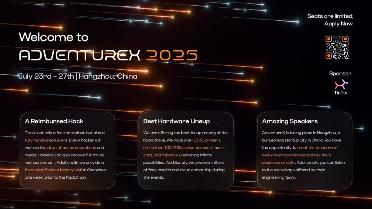 TinTinLand (@ourtintinland) on Twitter photo 【<a href="/OurTinTinLand/">TinTinLand</a> & <a href="/adventurex_plan/">AdventureX</a> 2025】is here! 🌟
Imagine hacking in China with top talent and having your flight reimbursed! ✈️
This is your chance to be part of the country's largest hackathon and compete for a whopping $150,000 prize. 💰
What we’re offering:
-A space 【<a href="/OurTinTinLand/">TinTinLand</a> & <a href="/adventurex_plan/">AdventureX</a> 2025】is here! 🌟
Imagine hacking in China with top talent and having your flight reimbursed! ✈️
This is your chance to be part of the country's largest hackathon and compete for a whopping $150,000 prize. 💰
What we’re offering:
-A space
