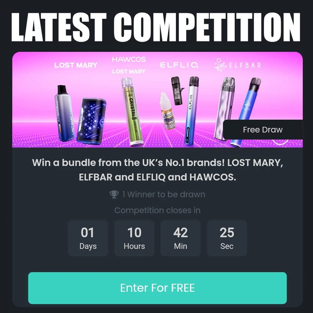 NEW COMPETITION!

Elf Bar have kindly donated a bundle of prizes every week from now until this October's Expo. Check back every week to enter!

Sign up and enter at vaperexpomembershub.co.uk
Win this Elf Bar Haul! Draw ends 18th July @ 8pm.

This is  a FREE draw