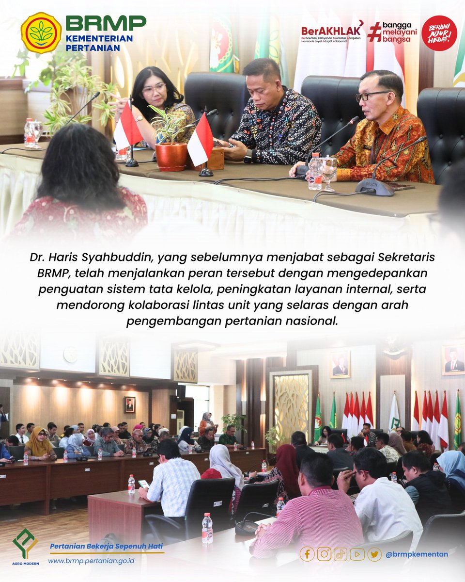brmpkementan's tweet image. Estafet kepemimpinan Sekretaris BRMP menjadi bagian dari kesinambungan penguatan sistem kerja kelembagaan. Sekretariat memegang peran penting dalam menjaga koordinasi, ketertiban administrasi, dan peningkatan layanan internal.

Dr. Haris Syahbuddin telah mengawal transformasi