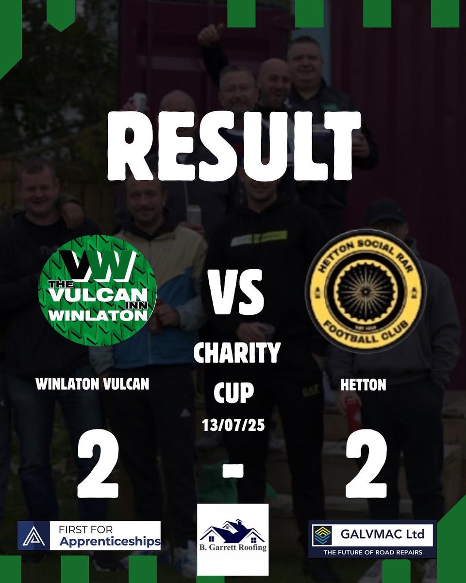 🔥 Battled the heat and the opposition!

Our lads dug deep to earn a 2-2 draw in the scorching sun today in the first round of the Bobby Robson Charity Cup group stages.

⚽ Both goals coming from Finlay
Plenty to build on from here 💪 #VulcanFC #BobbyRobsonCup #Onwards