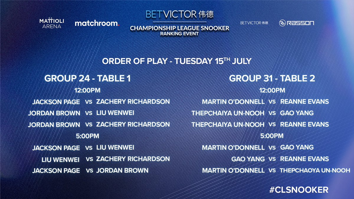 CLSnooker's tweet image. Last year’s CLS runner-up Jackson Page is back and chasing redemption as Week 3 heats up! 🔥

Catch all the live action today on YouTube 📺 

Table 1 – Matchroom Pool
Table 2 – Matchroom Multi Sport
