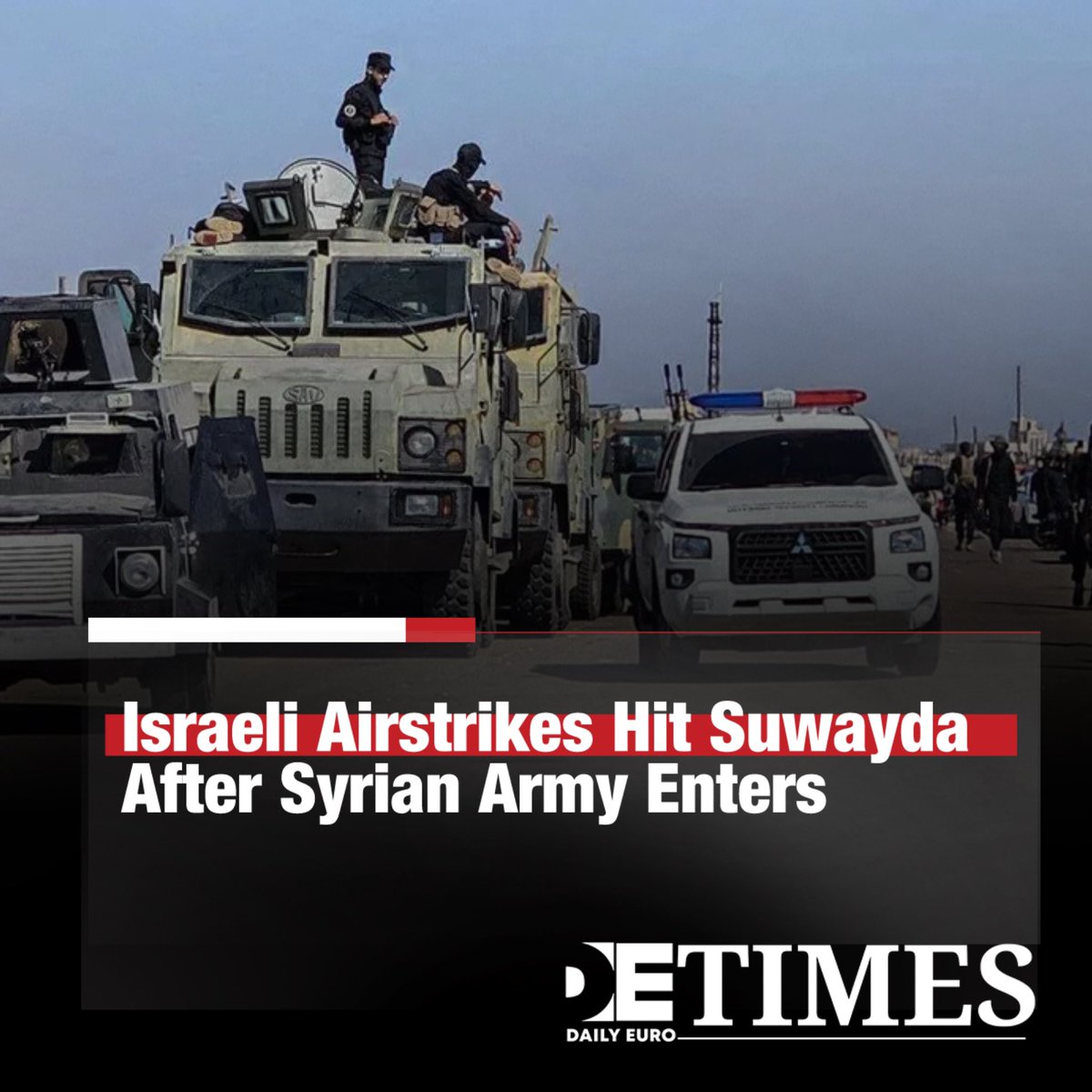 Israeli Airstrikes Target Suwayda Amid Ongoing Unrest

#Israel launched airstrikes on the southern Syrian city of #Suwayda on Tuesday, shortly after the Syrian army announced its entry into the area.

The city has been gripped by deadly unrest since Sunday, according to #Syria’s