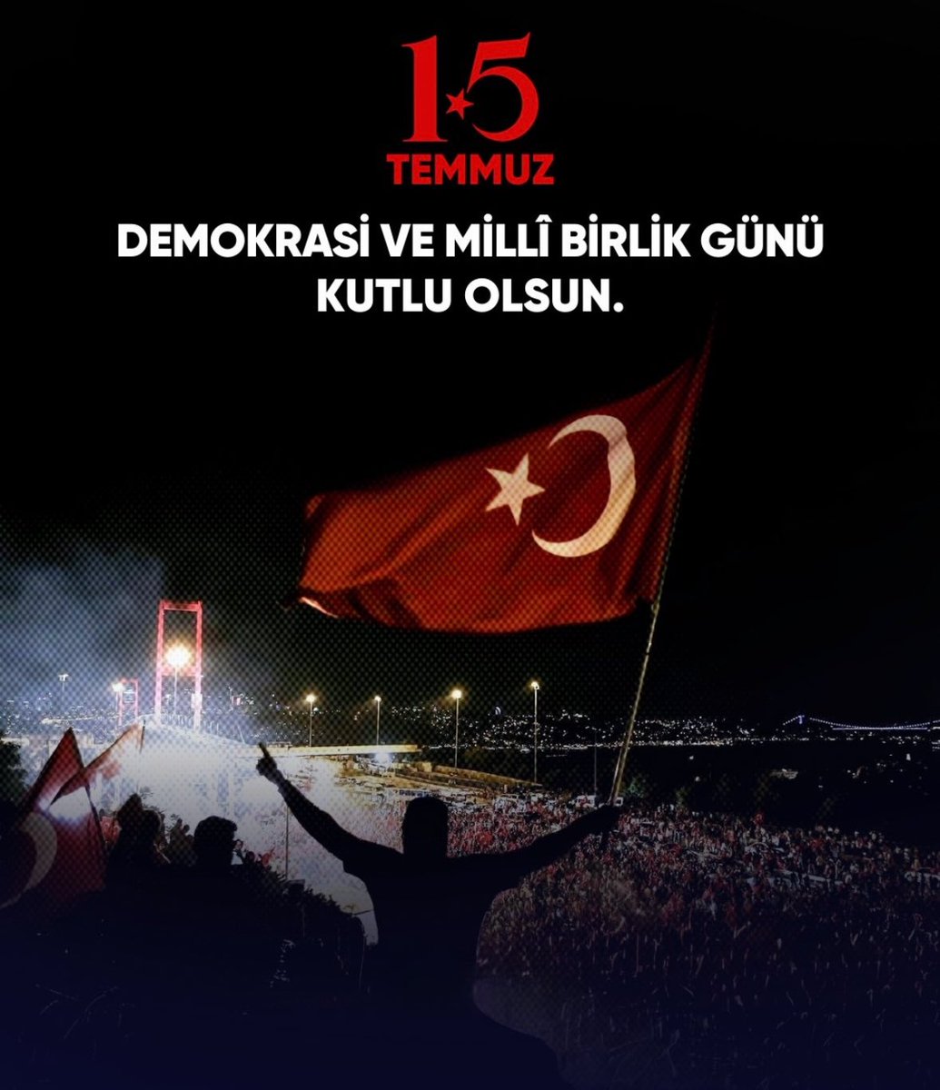 15 Temmuz Demokrasi ve Milli Birlik Günü'nde aziz şehitlerimizi saygı ve rahmetle, kahraman gazilerimizi şükran ve minnetle anıyoruz.🇹🇷
#15temmuzdemokrasivemillibirlikgünü