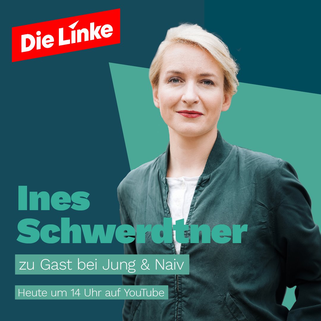 dieLinke's tweet image. Nicht verpassen: @inesschwerdtner heute um 14 Uhr live bei @JungNaiv!
📺youtube.com/live/Jyrk6_drM…