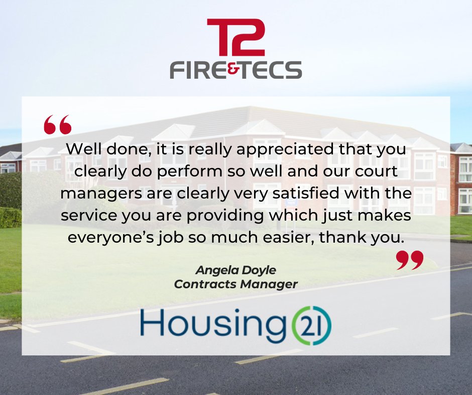 We’re thrilled to announce a 95% satisfaction score from Housing 21 court managers for our fire system services! Huge thanks to our dedicated team and the court managers for your trust. Together, we keep residents safe!
#T2Digital #Housing21