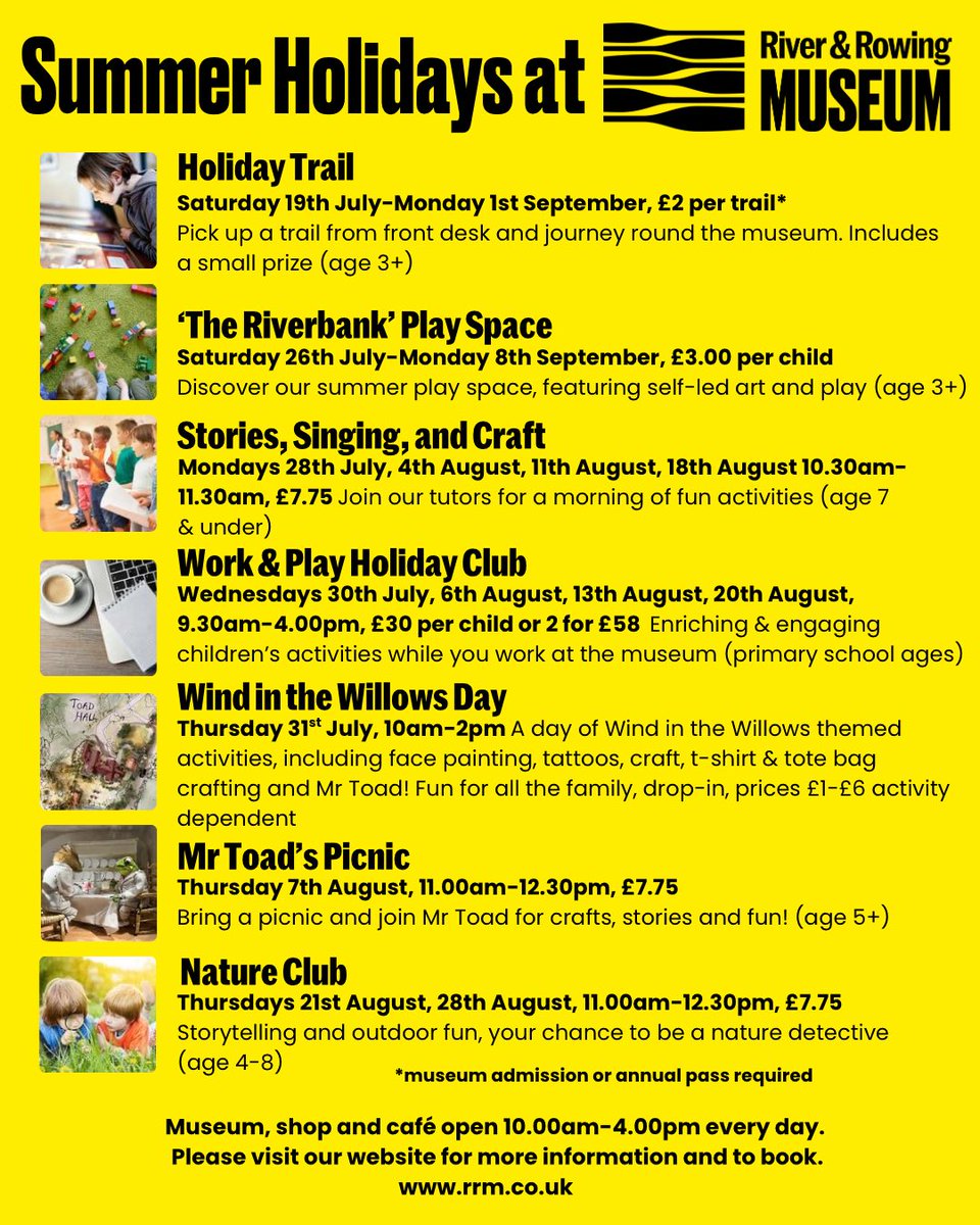 river_rowing's tweet image. Holidays are coming (not those, we mean the summer holidays!), and we are very excited (and a little sad) to present our last ever summer holiday activity schedule.

For full info and to book, visit our website rrm.co.uk/event/summer-h…

#FamilyFun #SummerHolidays #HenleyOnThames