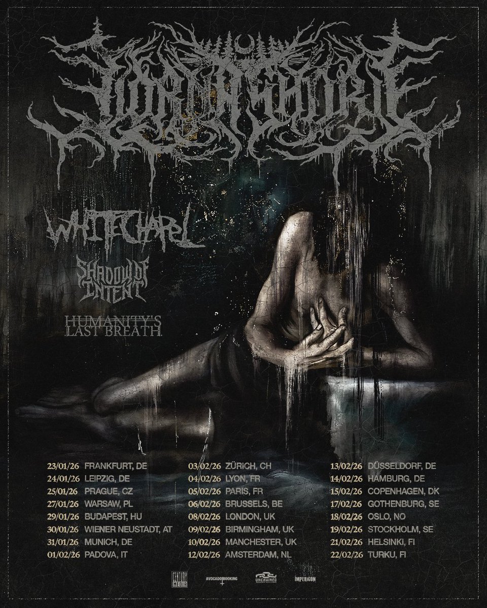 Lorna Shore (@lornashore) on Twitter photo We are thrilled to announce that we will be returning to Europe and the UK next year with our friends <a href="/WhitechapelBand/">Whitechapel</a> + <a href="/SOIBandPage/">Shadow Of Intent</a> + Humanity's Last Breath!
General tickets On Sale Friday at 11am CET / 10am UK time! We are thrilled to announce that we will be returning to Europe and the UK next year with our friends <a href="/WhitechapelBand/">Whitechapel</a> + <a href="/SOIBandPage/">Shadow Of Intent</a> + Humanity's Last Breath!
General tickets On Sale Friday at 11am CET / 10am UK time!