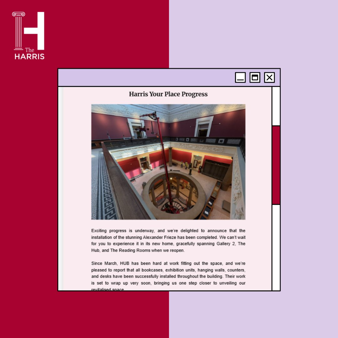 HarrisPreston's tweet image. Upcoming exhibitions, exciting events and #HarrisYourPlace progress, it’s all included in our monthly newsletter 💌
Want to find out more? Sign up here: bit.ly/4ks8Na0