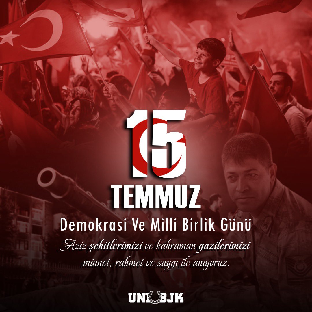 #15Temmuz'da Türkiye Cumhuriyeti'ne kast edenlerin hain planına canını siper ederek karşı koyan şehitlerimizi ve gazilerimizi saygı ve minnetle anıyoruz.
#UNIBJK