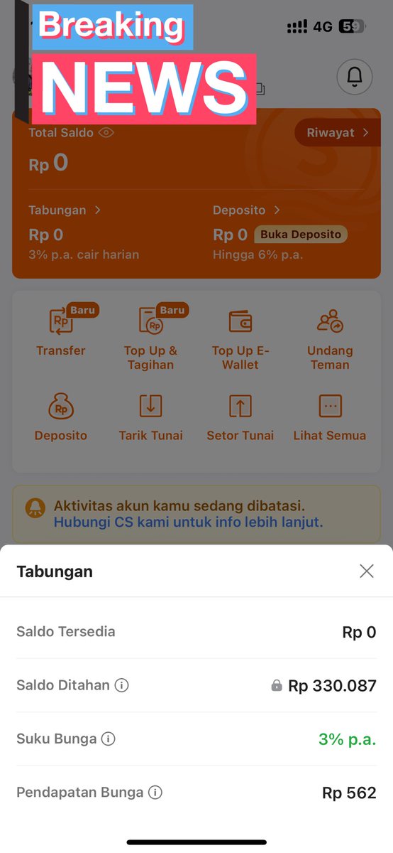 kepitingkyu's tweet image. Plis ada yg bisa ngasih tau ini kenapa saldo gua ketahan?? Kaget banget tiba tiba saldo 0😭😭
