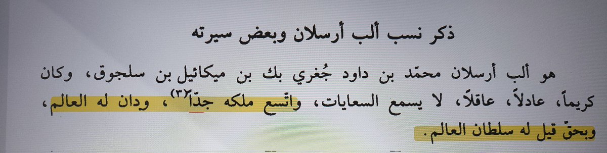 "Alp Arslan'ın ülkesi çok genişlemişti, dünya ona boyun eğmişti. Haklı olarak ona sultanü'l-âlem (dünya sultanı) denilmekteydi." Cezîreli (Cizre) İbnü'-l Esîr'in yani devrin en önemli kaynağından bir alıntı. (VIII, 232.)