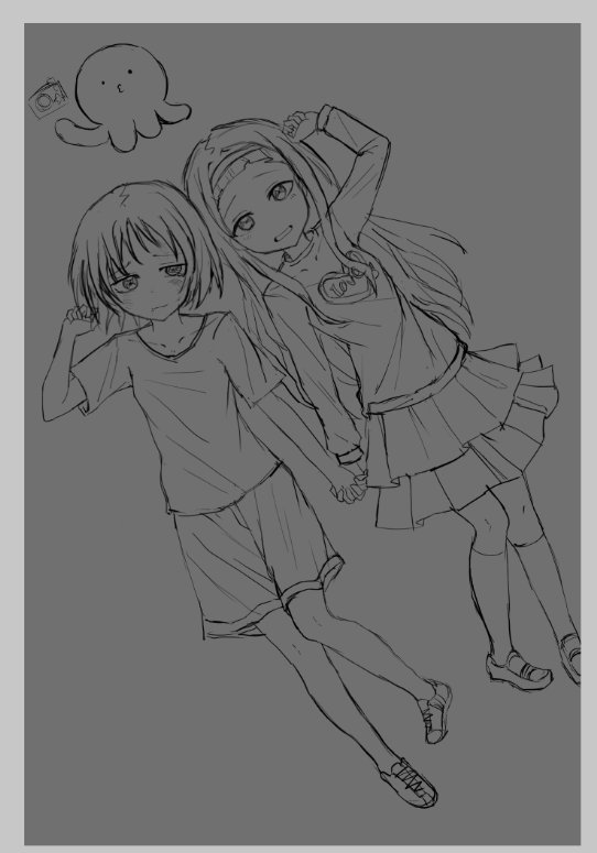 拜托了，章鱼噼——
#章鱼噼的原罪 #绘画 #插画 #絵フブキ #たこ焼きの原罪