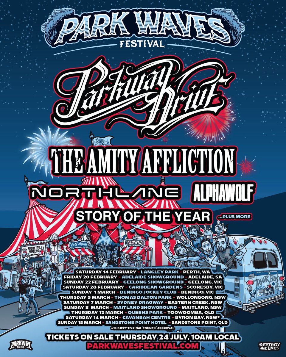 Parkway Drive (@parkwayofficial) on Twitter photo ๐ PARK WAVES IS HERE!
๐๐๐ ๐ข๐ฌ๐ญ๐๐ซ ๐๐จ๐ซ ๐๐ซ๐๐ฌ๐๐ฅ๐
๐ช parkwavesfest.com/Register
๐๐ซ๐๐ฌ๐๐ฅ๐ ๐๐๐ญ๐๐ฌ ๐๐ง๐ ๐๐ข๐ฆ๐๐ฌ
Parkway Nation ๐
๐๐๐ง๐ ๐๐ฎ๐ฅ @ ๐๐๐ฆ
DAL Presale ๐
๐๐๐ง๐ ๐๐ฎ๐ฅ @ ๐๐ฉ๐ฆ
Park Waves GP ๐
๐๐๐ญ๐ก ๐๐ฎ๐ฅ @ ๐๐๐๐ฆ
*Local times ๐ PARK WAVES IS HERE!
๐๐๐ ๐ข๐ฌ๐ญ๐๐ซ ๐๐จ๐ซ ๐๐ซ๐๐ฌ๐๐ฅ๐
๐ช parkwavesfest.com/Register
๐๐ซ๐๐ฌ๐๐ฅ๐ ๐๐๐ญ๐๐ฌ ๐๐ง๐ ๐๐ข๐ฆ๐๐ฌ
Parkway Nation ๐
๐๐๐ง๐ ๐๐ฎ๐ฅ @ ๐๐๐ฆ
DAL Presale ๐
๐๐๐ง๐ ๐๐ฎ๐ฅ @ ๐๐ฉ๐ฆ
Park Waves GP ๐
๐๐๐ญ๐ก ๐๐ฎ๐ฅ @ ๐๐๐๐ฆ
*Local times