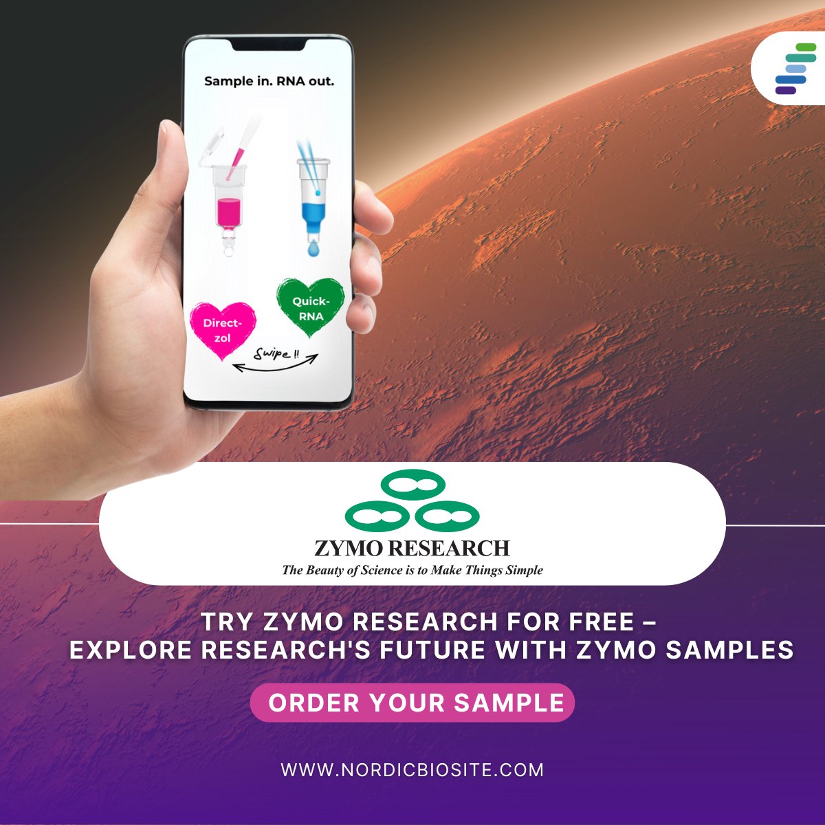 🌍 Discover innovation this July with Zymo Research! Get a FREE sample and unlock the potential of your experiments. 🧬
🎁 Claim yours now:hubs.la/Q035xHq90

#NordicBiosite #ZymoResearch