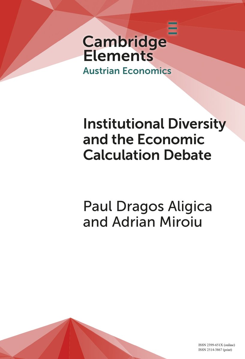 CambUP_Econ's tweet image. Don’t miss your chance to read new Cambridge Element Institutional Diversity and The Economic Calculation Debate by Paul Dragos Aligica and Adrian Miroiu Free access available until 22 July.
cup.org/44jyk0A
#cambridgeelements #economics