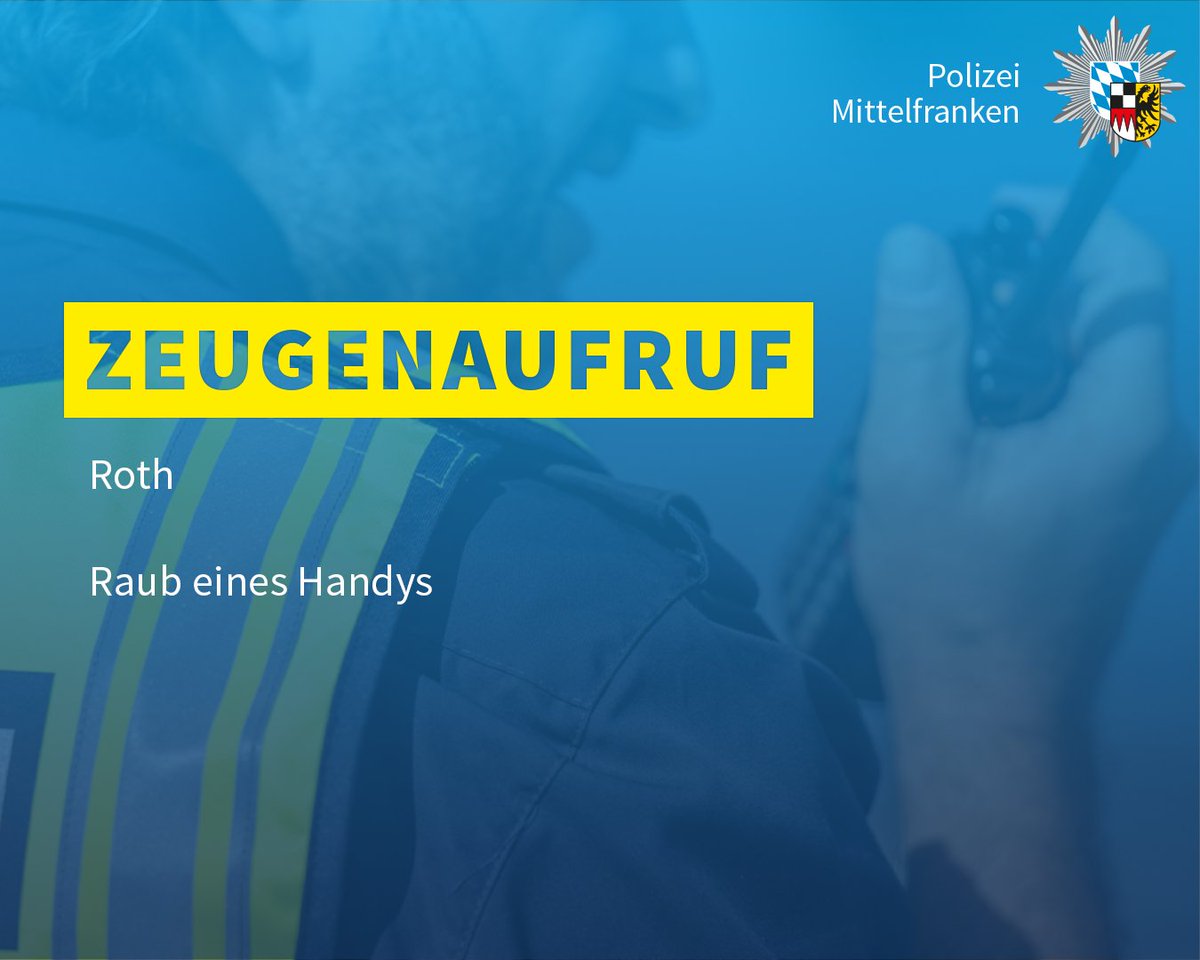 Am späten Donnerstagabend (10.07.2025) beraubten männliche Unbekannte einen 15-Jährigen in #Roth. Die Kriminalpolizei #Schwabach bittet um Zeugenhinweise.

Mehr Infos und Personenbeschreibungen:
polizei.bayern.de/aktuelles/pres…