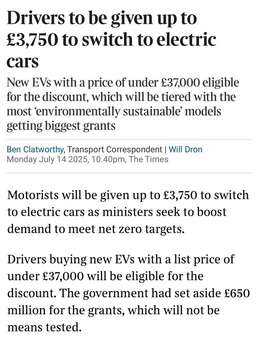 samuelhall0's tweet image. This isn’t a good use of taxpayers’ money when EV sales are already growing and costs falling
It won’t help low-income drivers who buy cars in the second hand market
EVs bring many benefits but it’d be much better to focus these resources on improving charging infrastructure