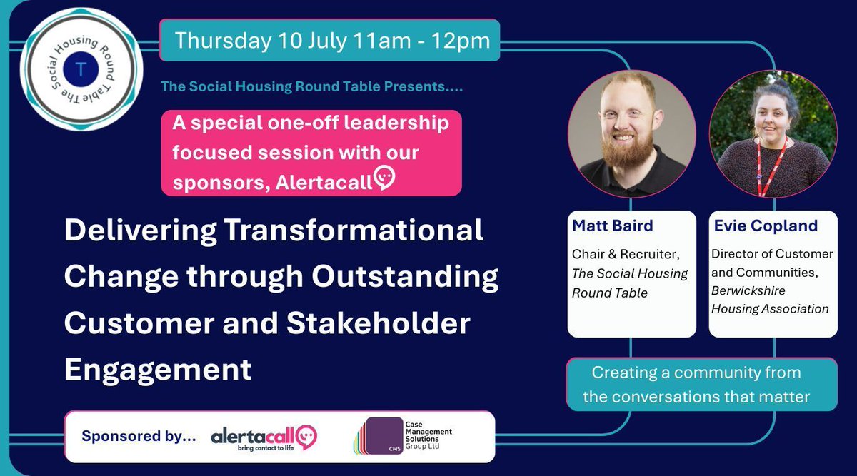 Alertacall Ltd (@alertacall) on Twitter photo Did you miss Evie Copland at Berwickshire Housing speaking with <a href="/MBairdRec/">Matthew Baird</a> of the <a href="/theshrt/">The Social Housing Round Table</a> last week?
You can listen to the discussion on 'Delivering Transformational Change through Outstanding Customer & Stakeholder engagement' here 👉 buff.ly/fOAtRuG
#SocialHousing Did you miss Evie Copland at Berwickshire Housing speaking with <a href="/MBairdRec/">Matthew Baird</a> of the <a href="/theshrt/">The Social Housing Round Table</a> last week?
You can listen to the discussion on 'Delivering Transformational Change through Outstanding Customer & Stakeholder engagement' here 👉 buff.ly/fOAtRuG
#SocialHousing