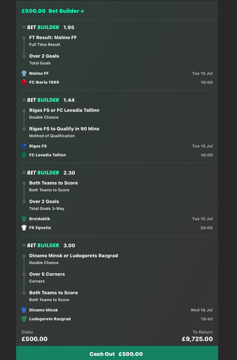 DailyBettingPot's tweet image. £500 INTO £9,725.00💷😍

CHAMPIONS LEAGUE LONG SHOT AND BET BUILDERS ⚽️⚽️

IF THIS WINS I WILL GIVE £1,000 TO 2 PEOPLE WHO ❤️AND RETWEET THIS POST.

BRING IT ON🤌