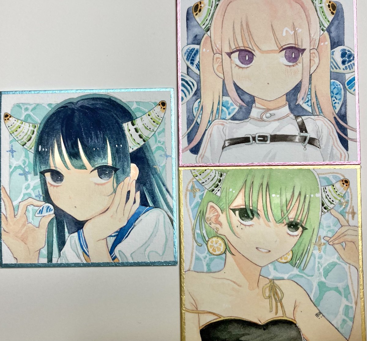 doxxxem's tweet image. 色紙息抜きに1枚だけ描くつもりが楽しくなって3枚できてた…