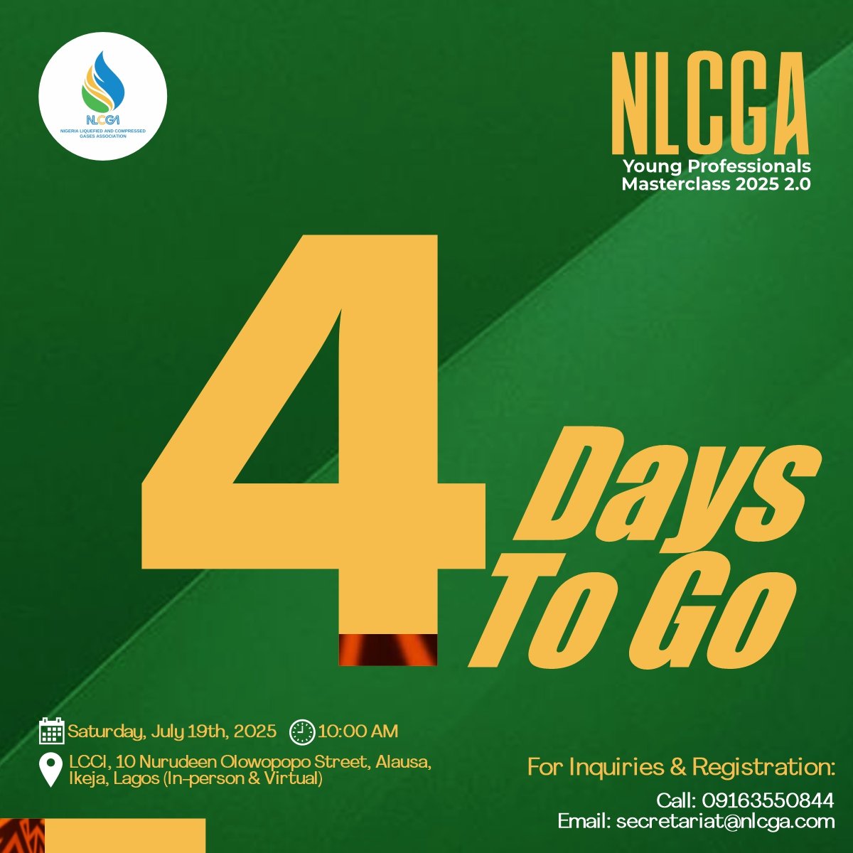 NLCGA_'s tweet image. ⚡ 4 DAYS TO GO!

Don’t miss out on this golden opportunity to:
🎯 Learn from industry experts
🎯 Gain valuable for your energy career
🎯 Build valuable connections

📞09163550844
📧secretariat@nlcga.com

#4DaysToGo #NLCGAYoungProfessionals #CountdownContinues #DontMissOut