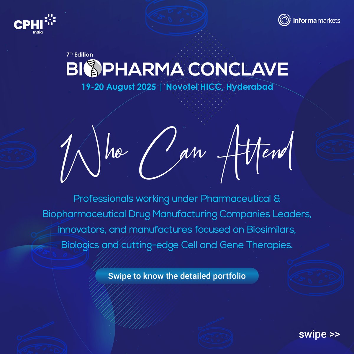 CPhI_Conference's tweet image. Explore, Learn &amp;amp; Connect at the 7th Edition of #Biopharma Conclave! Join us 19–20 Aug 2025 at Novotel HICC, Hyd to dive into industry trends &amp;amp; innovations. Register now: bit.ly/4nHqBkn  #CPHIConferences #Informamarkets #Biosimilars #Biologics