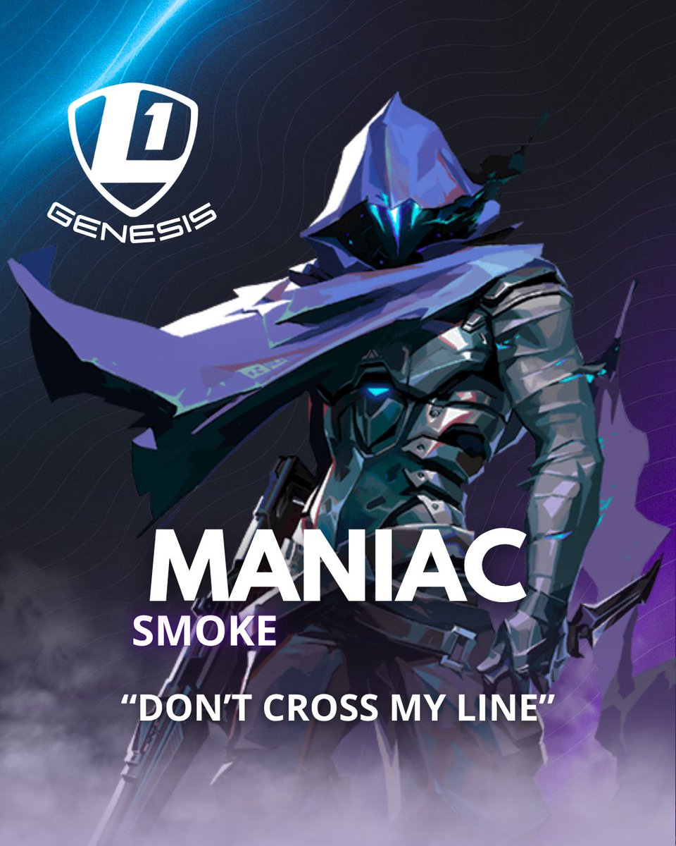 🐦‍⬛BIENVENUE MANIAC – LEVEL ONE GENESIS 

🎮 Rôle : Controller 
🧠 Style : Fou du bus 
💬 "Toujours la pour soutenir l'équipe, mais ça ne m'empêcheras pas de faire mes plays."

#LevelOneEsport #Genesis #L1WIN #NextGen
