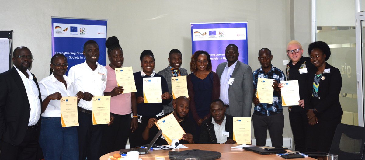 GCSP_Uganda's tweet image. Happy faces in Kampala! π€ After an intensive final session on monitoring & evaluation π, 15 CSOs completed their training with tailored M&E frameworks - and certificates to show for it πͺ. A big step forward for results-based work in their organisations! π