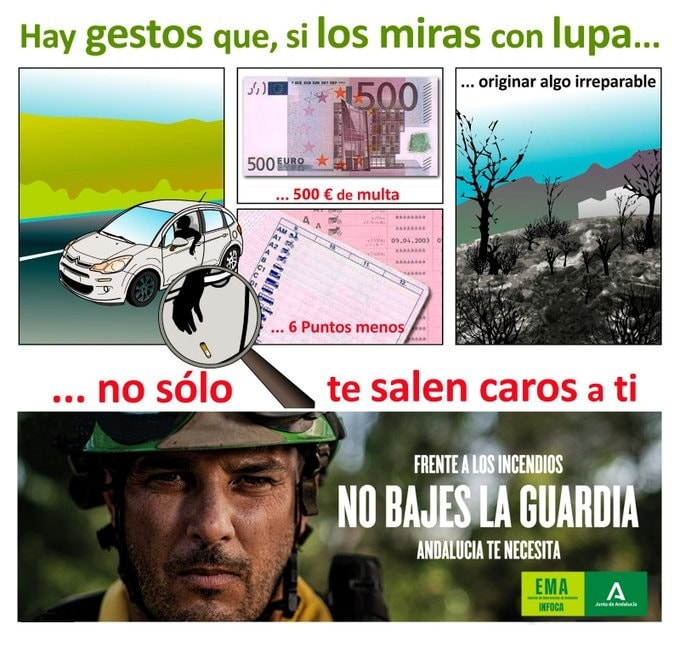 ‼️Parecía superado, pero continúa pasando. 

➡️Arrojar colillas por la ventanilla del coche está multado con 5⃣0⃣0⃣€ y la pérdida de 6⃣ puntos del carnet de conducir. Además, si provoca un #IF, la sanción puede ser más grave.

¡Todos estamos llamados a evitar incendios!
