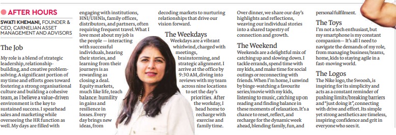 Carnelian Asset Management and Advisors (@carnelian_asset) on Twitter photo Amidst the bustle of the market, <a href="/khemani_swati/">Swati Khemani</a>, Founder and CEO, Carnelian Asset Management and Advisors, shares her insights into a leader's role within a business.
Click on the link to read the interview: bit.ly/3TElpQA
<a href="/vikaskhemani/">Vikas Khemani</a>; <a href="/manoj_bahety/">Manoj Bahety</a>
#IndianBusiness Amidst the bustle of the market, <a href="/khemani_swati/">Swati Khemani</a>, Founder and CEO, Carnelian Asset Management and Advisors, shares her insights into a leader's role within a business.
Click on the link to read the interview: bit.ly/3TElpQA
<a href="/vikaskhemani/">Vikas Khemani</a>; <a href="/manoj_bahety/">Manoj Bahety</a>
#IndianBusiness