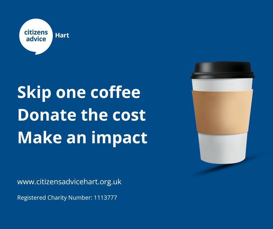 Did you know today is #SocialMediaGivingDay? 

Why not skip your takeaway coffee today and donate the cost to our charity instead? It’s a small act that could make a big difference to someone in need. ⤵️

👉 citizensadvicehart.org.uk/get-involved/d…

#citizensadvicehart #socialmediagivingday
