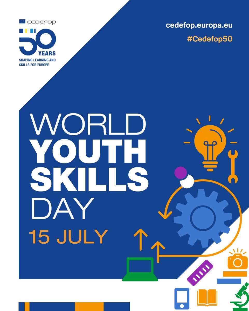 As #green &amp; #digital transitions speed up, empowering youth is key. 🛠️🌍

With #SkillsIntelligence &amp; #VET, we help them adapt, grow &amp; lead. 🌱💻

On #YouthSkillsDay, see how Europe supports a true #UnionOfSkills: cedefop.europa.eu/en/news/skille…

#Cedefop50 #YouthSkills #Youthemployment