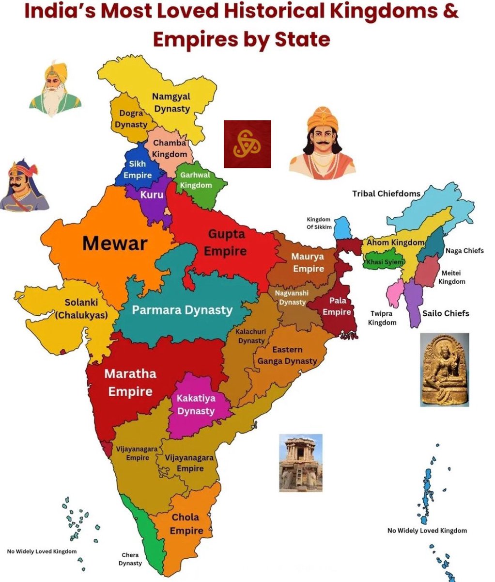Indo__Aryan's tweet image. Indian states according to their most loved kingdoms and empires