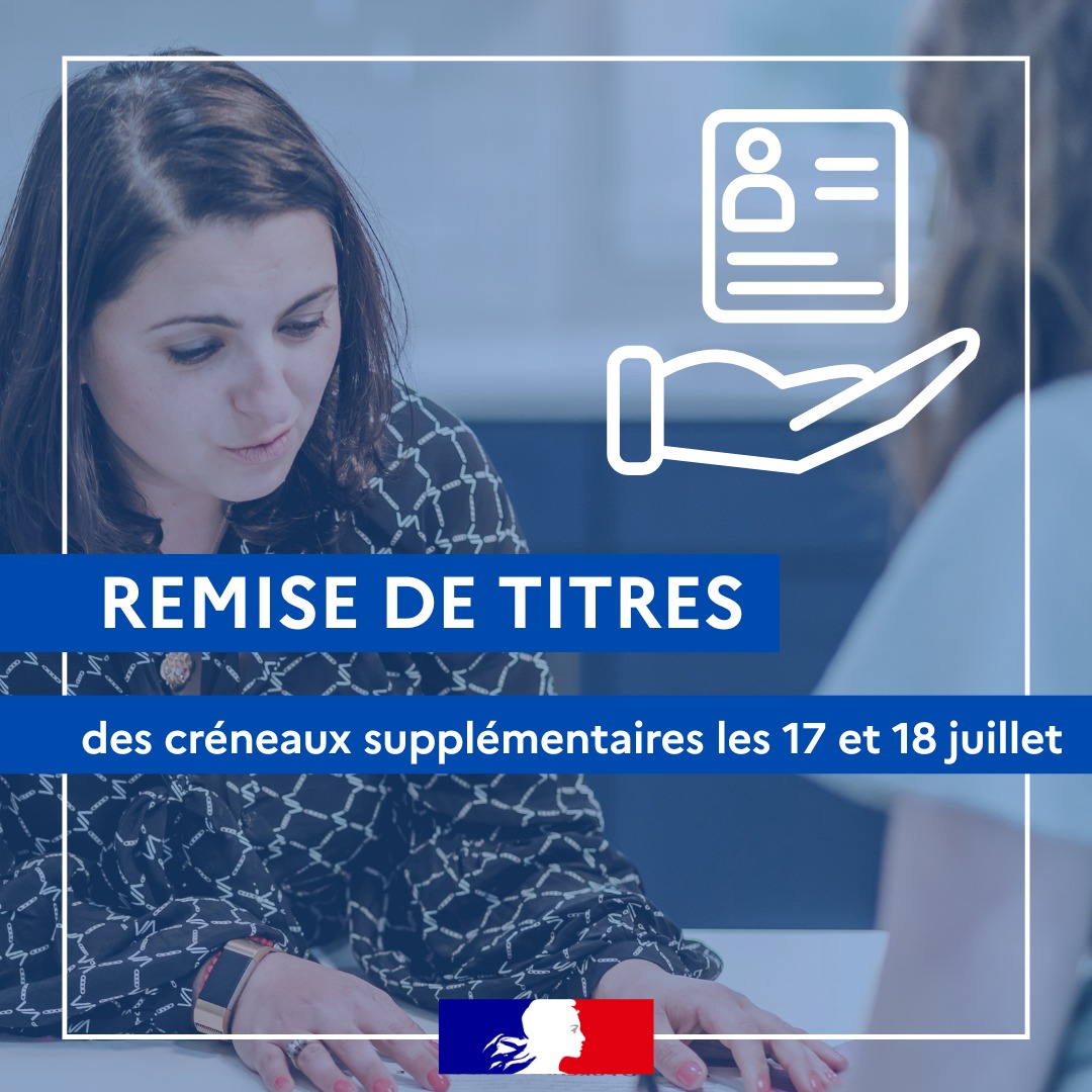 #Démarches | 📣 La Préfecture renforce la remise de titres sur le site d’Évry !

✅ Les 17 et 18 juillet 2025, les services ouvrent des créneaux de rendez-vous supplémentaires pour le retrait de vos titres de séjour ou de voyage.

Prenez rdv en ligne 👉 shorturl.at/bxL2f