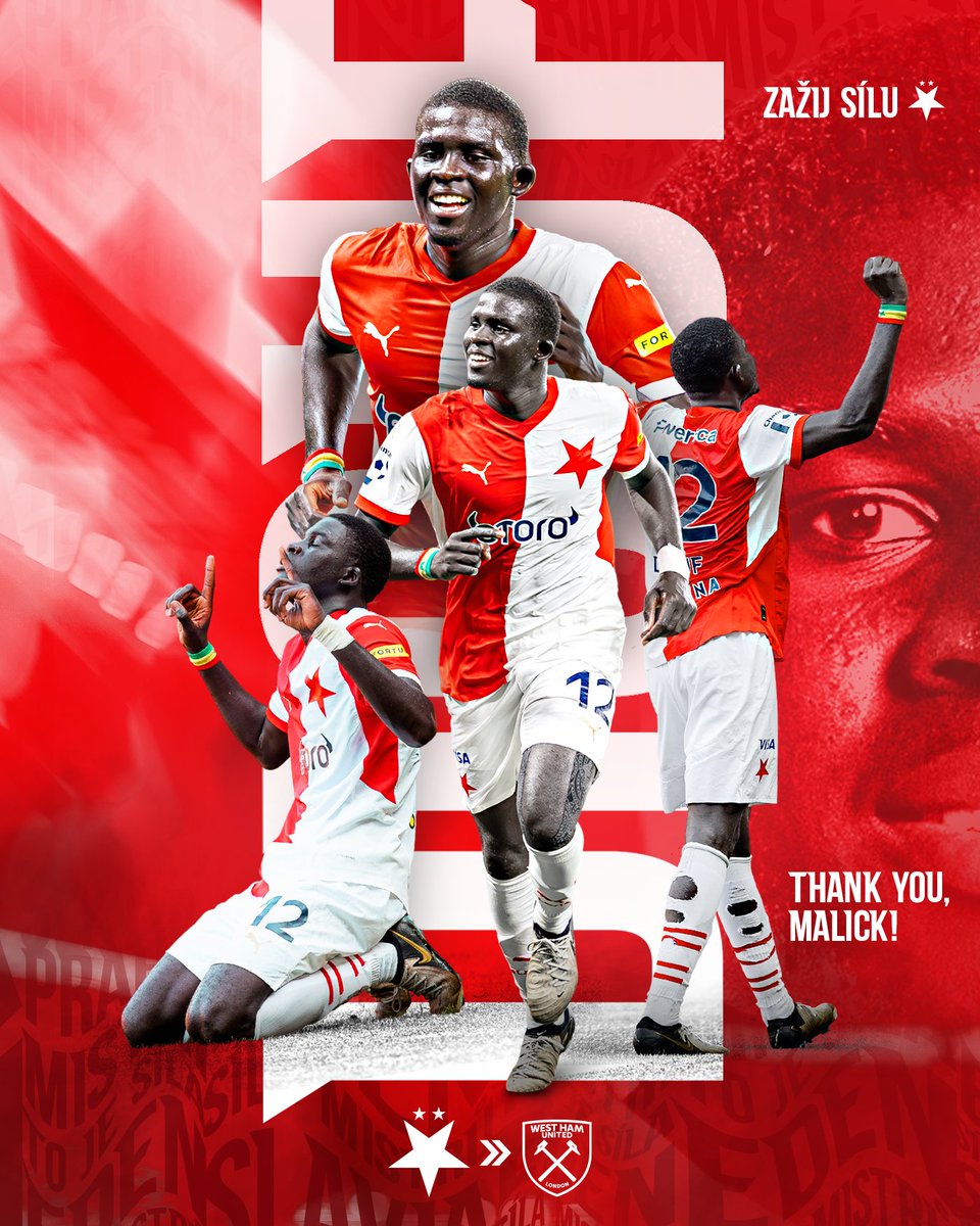⚒️ Malick Diouf přestupuje do West Hamu

Dvacetiletý senegalský reprezentant El Hadji Malick Diouf po roce a půl končí své působení ve Slavii. Jeho další kroky povedou do Premier League. Malicku, děkujeme za všechno. Ať se ti daří!

📰 slavia.cz/article/23190