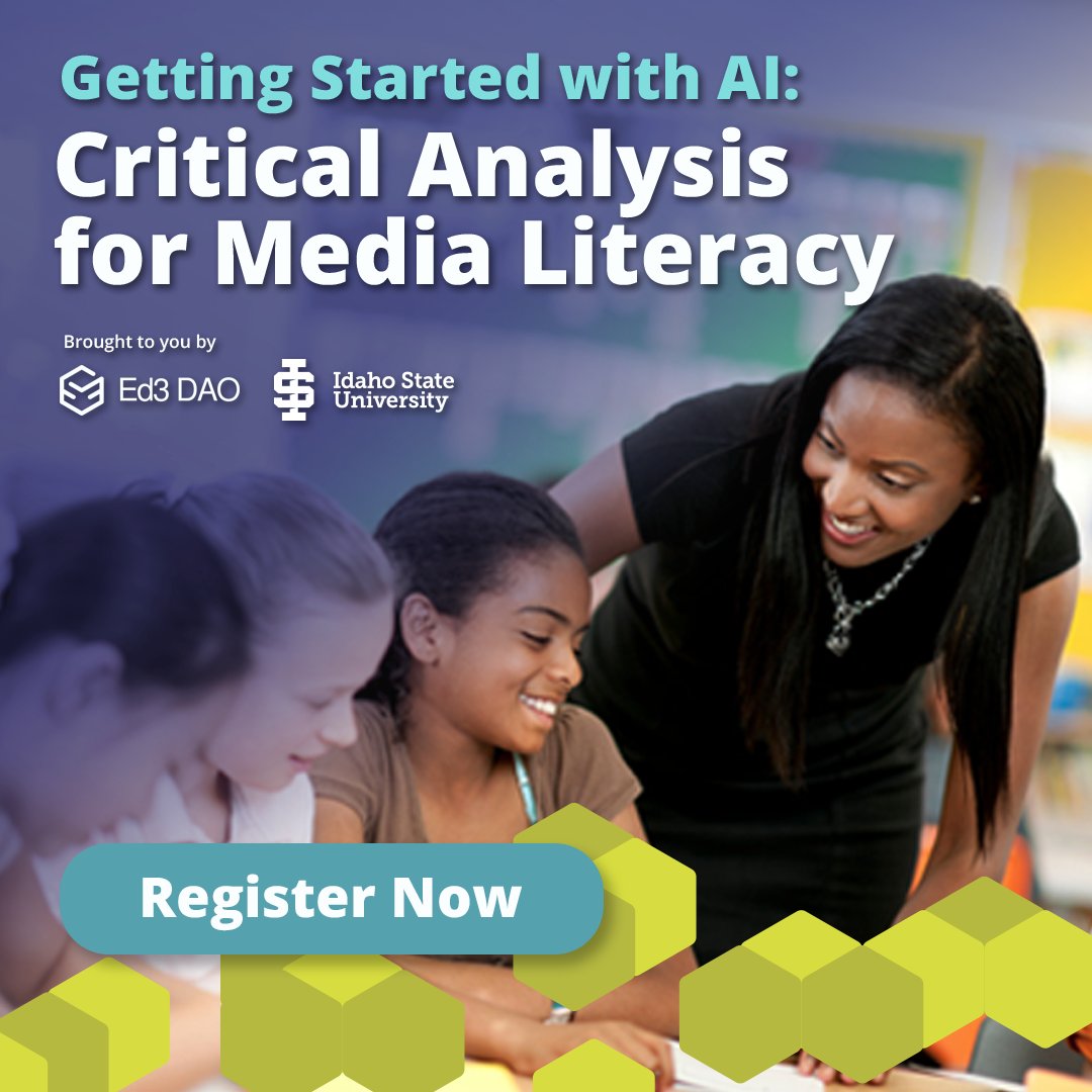 Ed3DAO's tweet image. 🧠 Boost media literacy with AI!

Join &quot;Getting Started with AI: Critical Analysis for Media Literacy&quot; to:
✅ Evaluate media critically
✅ Understand bias &amp;amp; influence
✅ Use AI to enhance critical thinking

📅 Register now: ed3dao.com/courses

#MediaLiteracy #AIinEducation