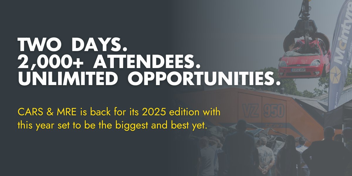 CARS & MRE 2025 | 17-18 September (@cars_mre) on Twitter photo 🚗♻️ CARS & MRE returns 17–18 Sept at NEC Birmingham – now alongside <a href="/RWM_Exhibition/">RWM Expo 2025</a>.
Meet top suppliers, see new tech & network with the auto & metals recycling industry’s best. Free tickets 👉 hubs.la/Q03xhwws0 🚗♻️ CARS & MRE returns 17–18 Sept at NEC Birmingham – now alongside <a href="/RWM_Exhibition/">RWM Expo 2025</a>.
Meet top suppliers, see new tech & network with the auto & metals recycling industry’s best. Free tickets 👉 hubs.la/Q03xhwws0