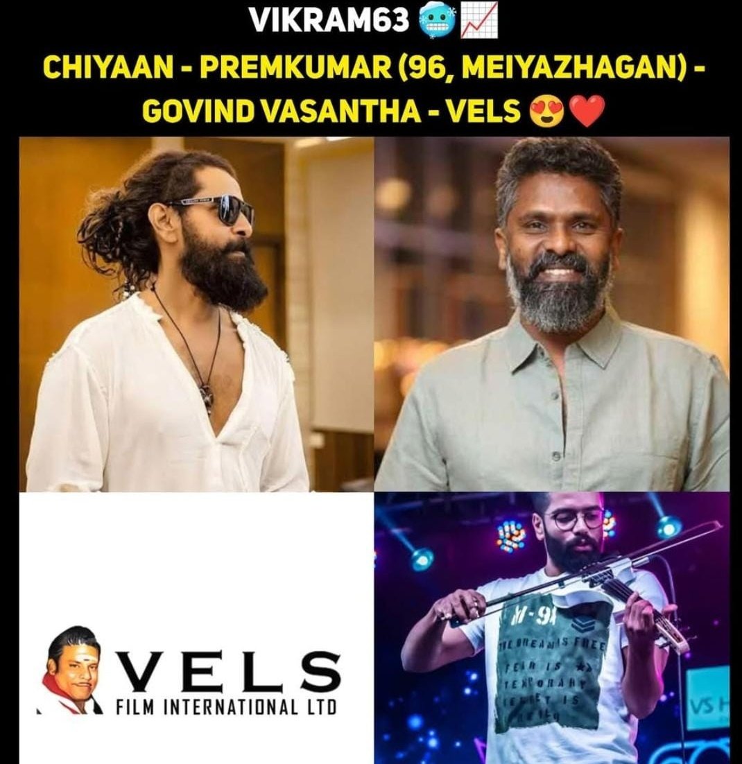 Chiyaan64 Update!!! 

@Chiyaan 's Next 🔥

Director : Meiyazhagan Prem ✨
Music : Govind Vasantha  ✨
Producer : Vels 

Official announcement And Poojai August 

Shooting September First Week Start 🔥

#ChiyaanVikram Pakka Action Movie Coming 🔥