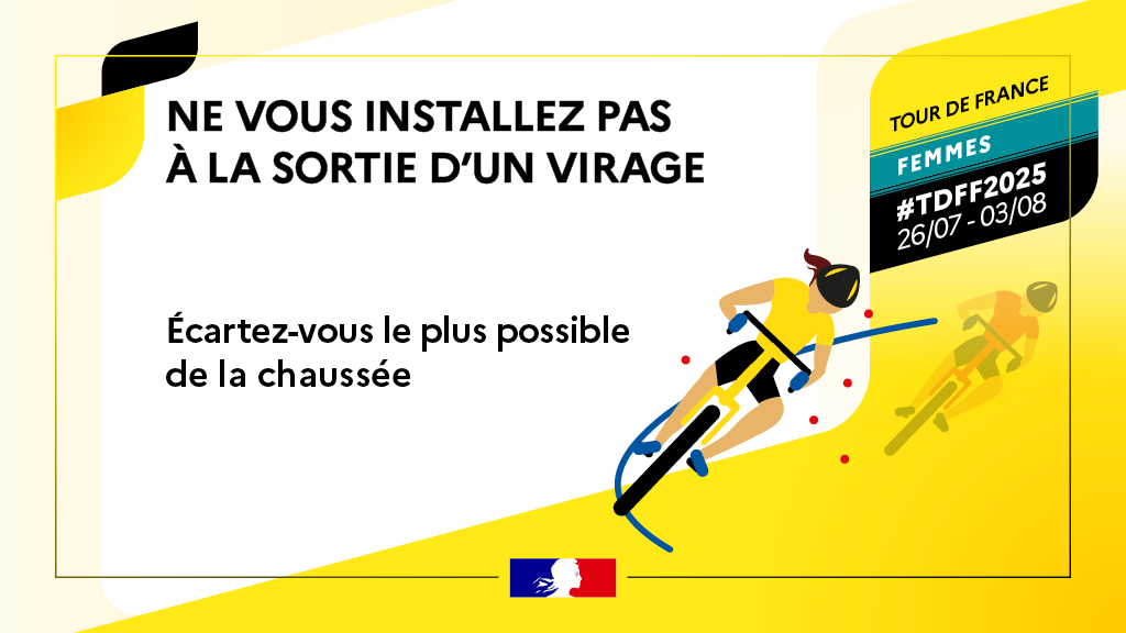 #TDFF2025 #LRSP 🚴‍♀️ À l’approche des étapes dans la #Vienne86, il est essentiel de garantir la #sécurité de tous 
🔹 Restez derrière les barrières
🔹 Surveillez les enfants
🔹 Tenez vos animaux en laisse
🔹 Ne courez pas à côté des coureuses
🔹 Stationnez dans les zones autorisées